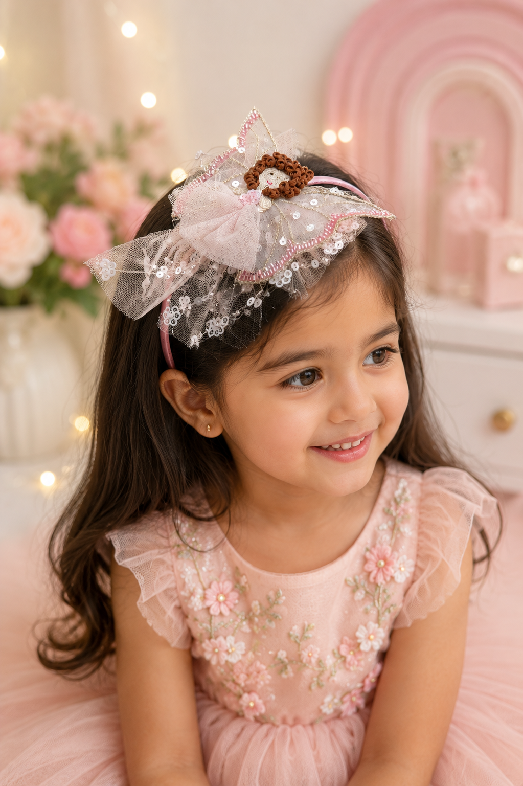 Rosabelle Headband | Handmade Fairy Princess Headband for Girls | Pink Birthday & Party Hair Accessory