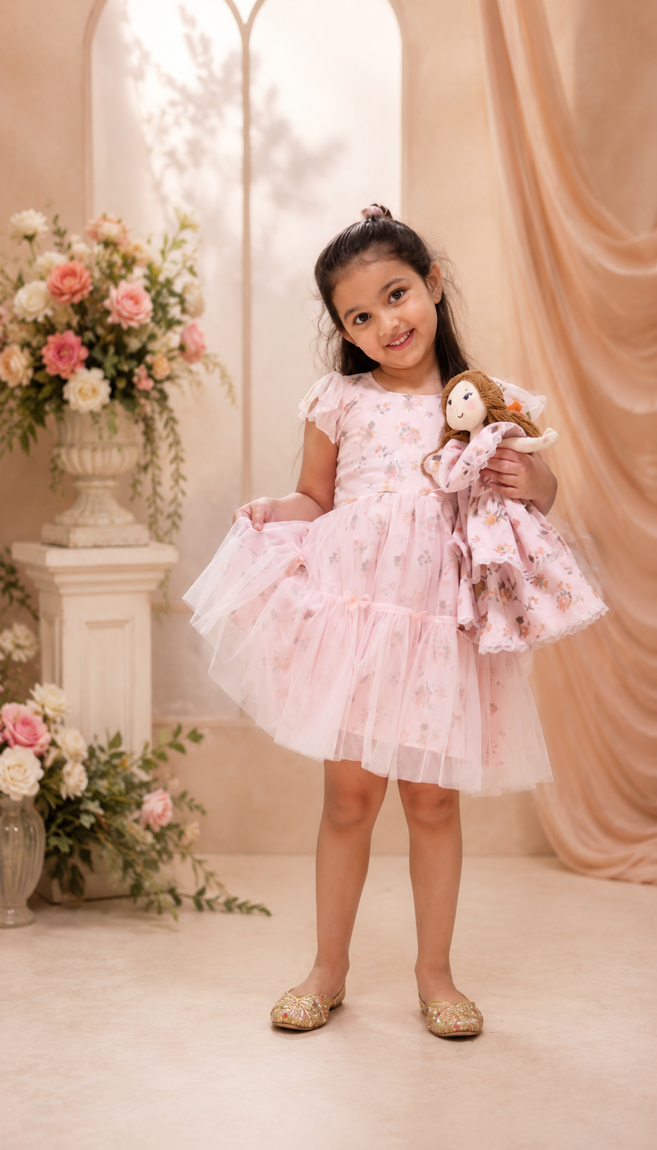 Garden Fairy Dress | Handmade Pink Cotton Fairy Dress for Girls | Fairy Print Birthday & Party Dress
