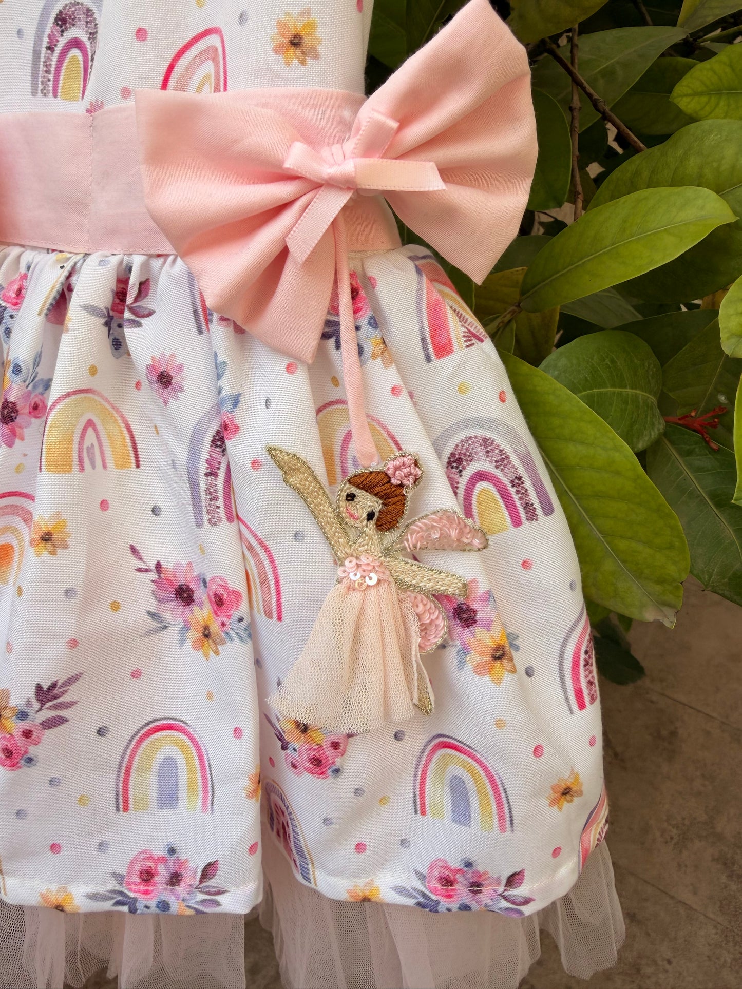 The Rainbow Blossom Fairy Dress | Handmade Cotton Birthday Dress for Girls