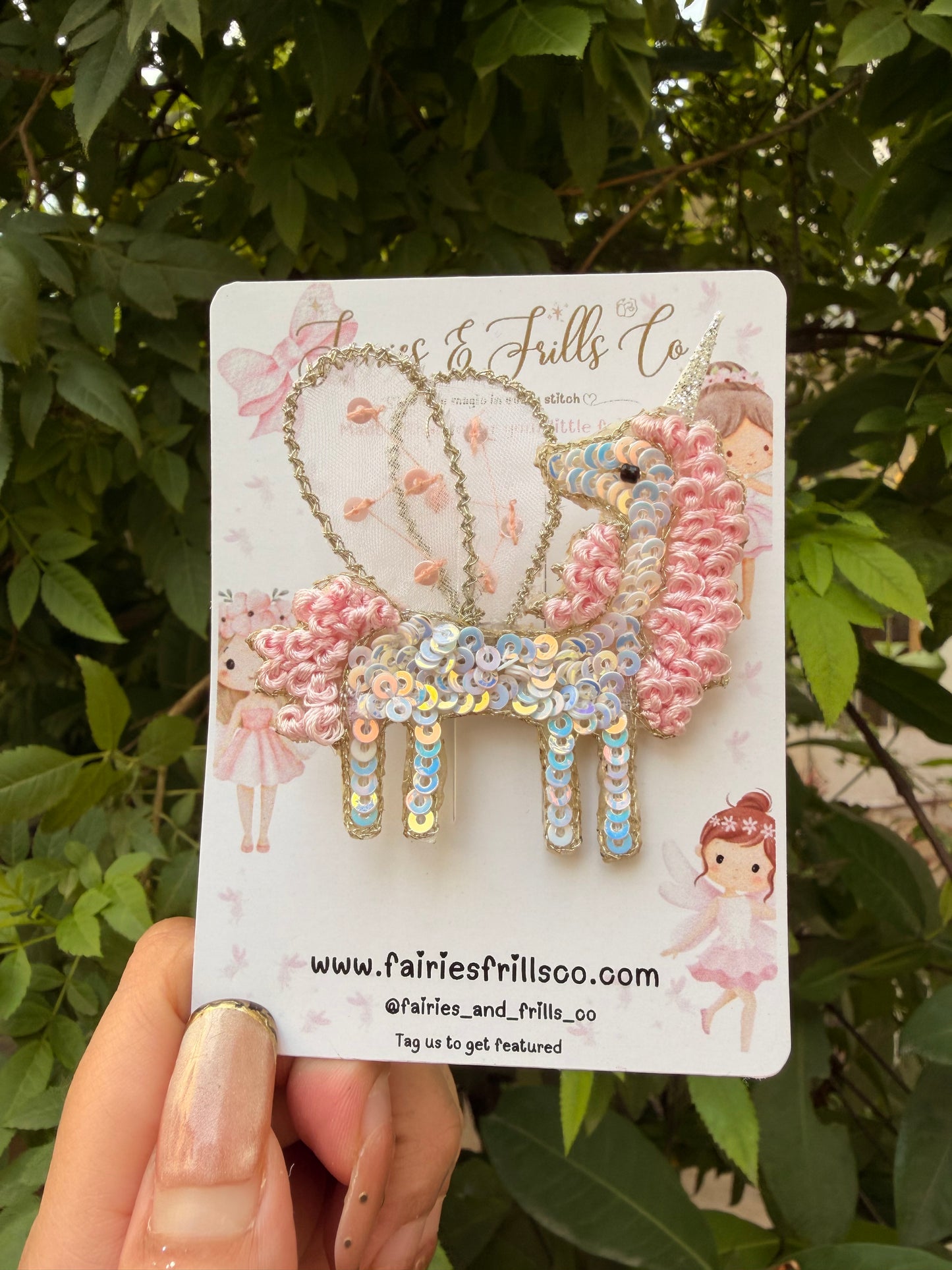 Celestia Unicorn Hair Clip | Handmade Sequin Unicorn Hair Clip for Girls | Luxury Fairy Hair Accessory