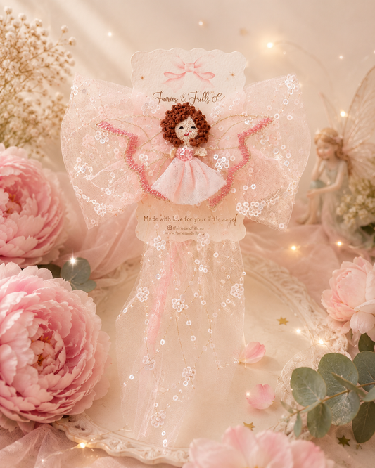 Fairy Whisper Bow Clip | Handmade Fairy Hair Bow for Girls | Pink Tulle Hair Accessory | Fairytale Birthday Hair Clip