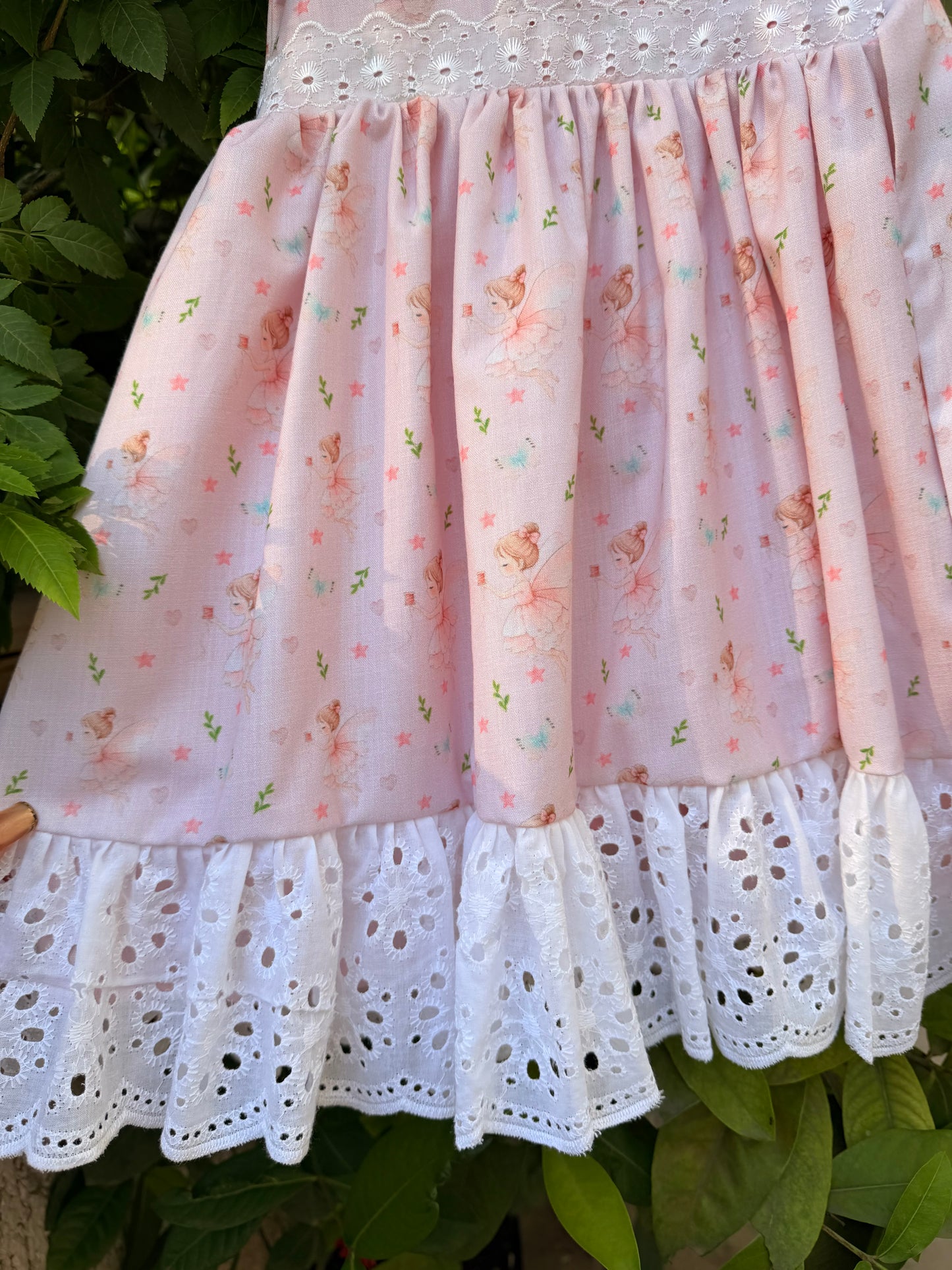 Fairies & Frills Dress™ | Signature Fairy Print Cotton Dress for Girls | Handmade Birthday & Party Dress