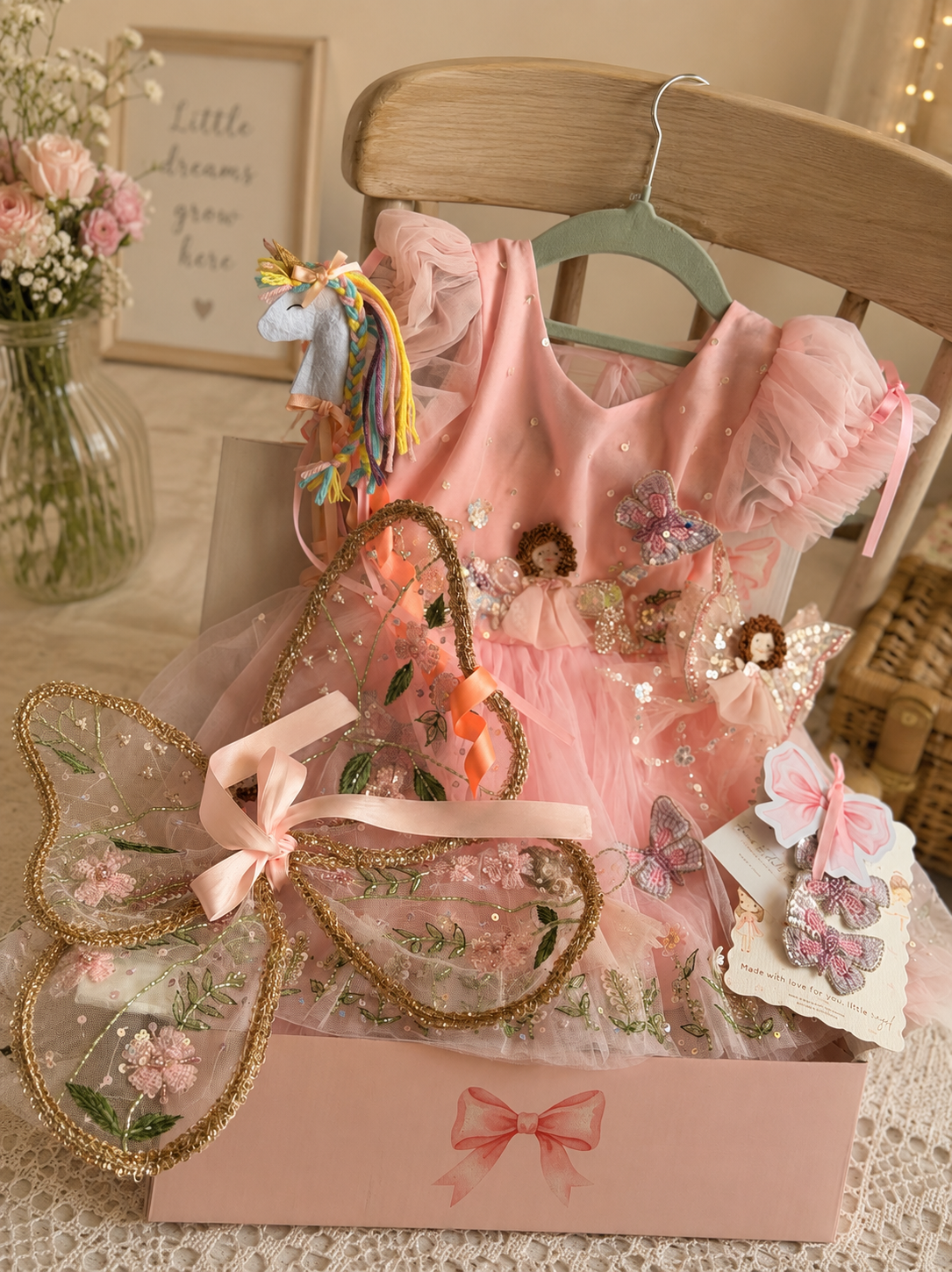 My First Birthday Ensemble Box | Luxury Handmade Fairy Birthday Outfit for Girls