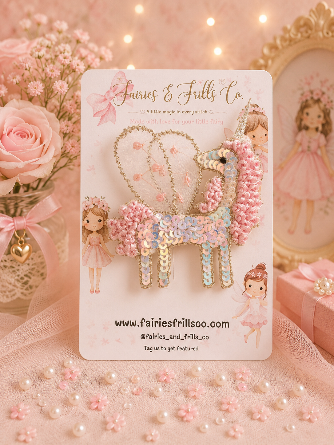 Celestia Unicorn Hair Clip | Handmade Sequin Unicorn Hair Clip for Girls | Luxury Fairy Hair Accessory