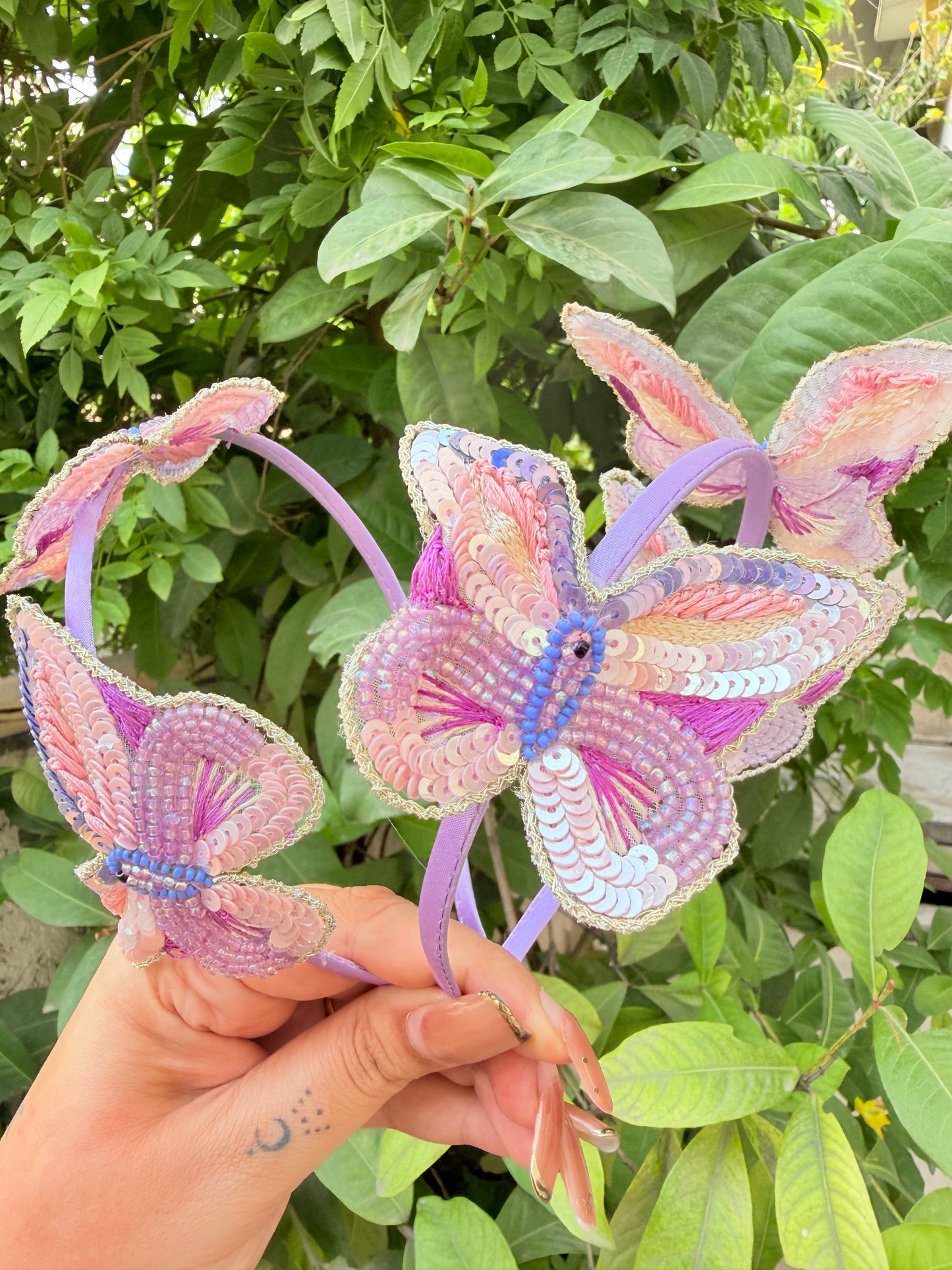 The Lavender Flutter Butterfly Headband | Handmade Sequin Fairy Headband for Girls