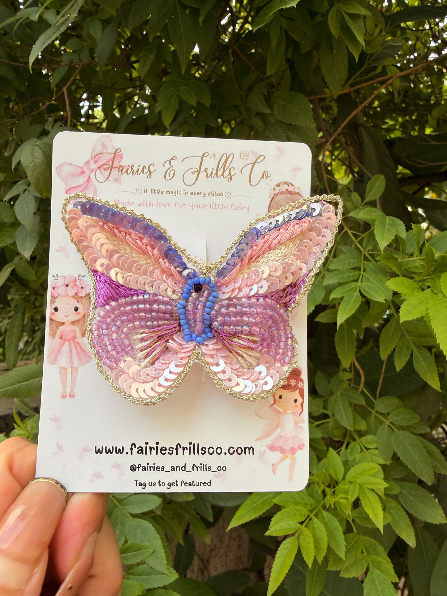 The Lavender Flutter Butterfly Hair Clip | Handmade Sequin Fairy Hair Accessory for Girls