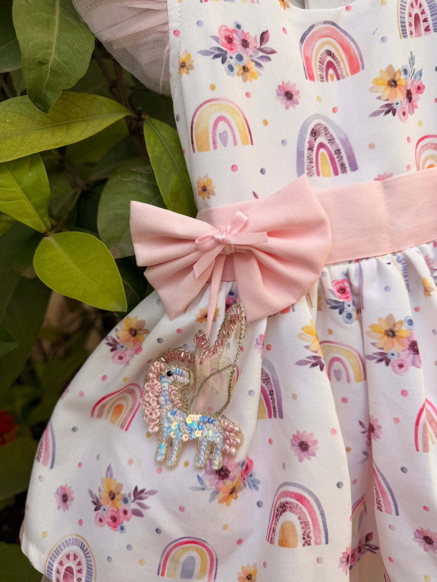 The Rainbow Blossom Fairy Dress | Handmade Cotton Birthday Dress for Girls