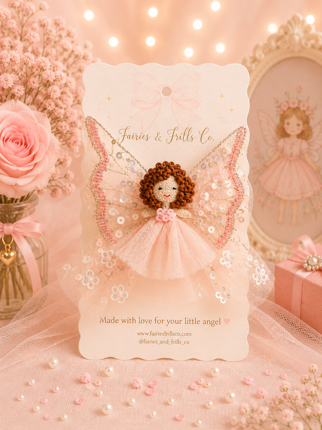 The Rosabelle Fairy Clip | Handmade Embroidered Fairy Hair Clip for Girls | Luxury Kids Hair Accessory