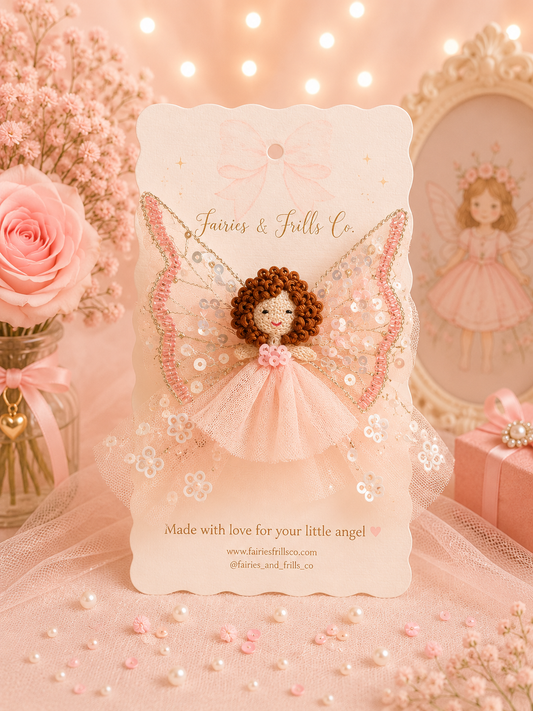 The Rosabelle Fairy Clip | Handmade Embroidered Fairy Hair Clip for Girls | Luxury Kids Hair Accessory