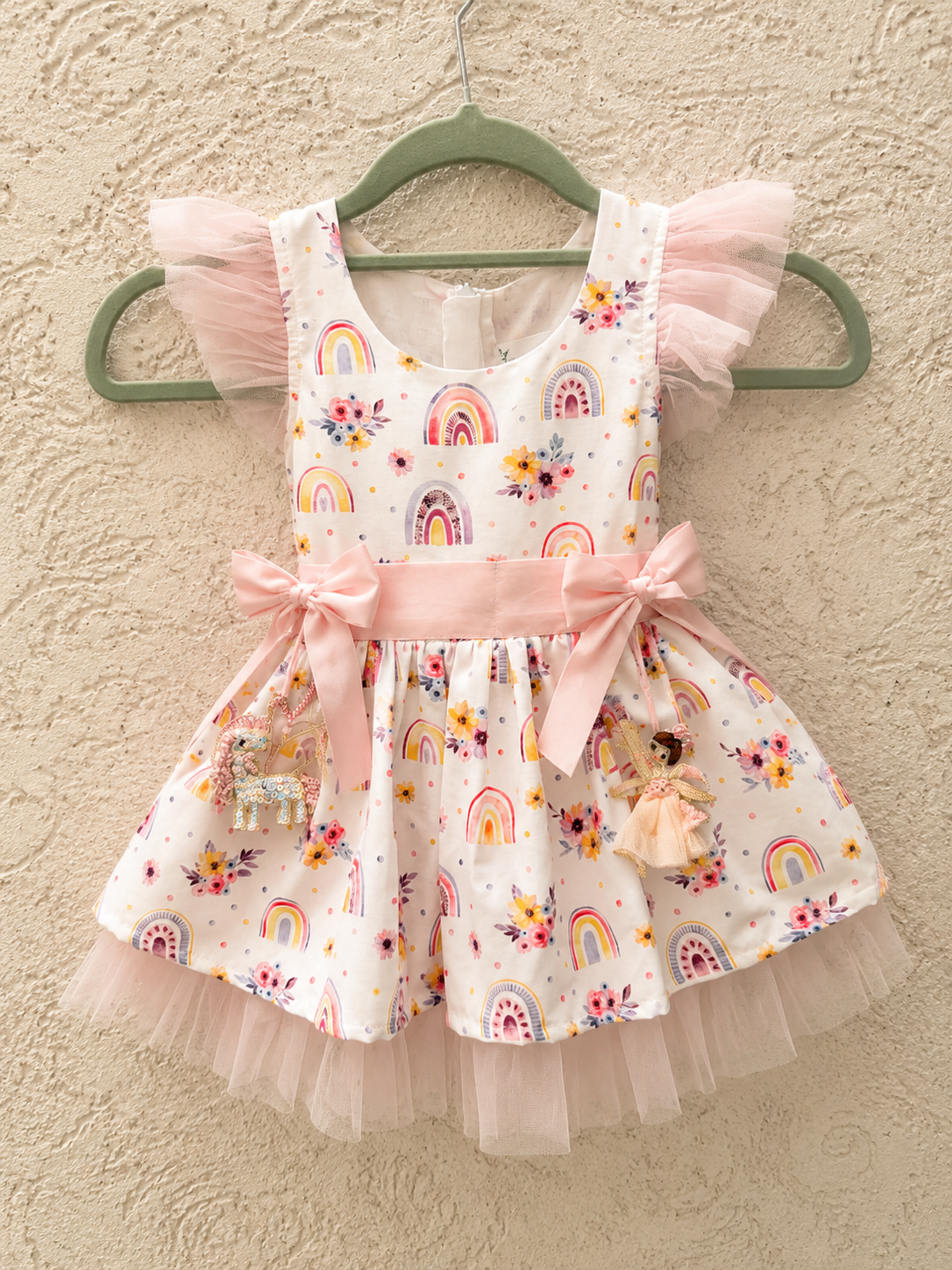 The Rainbow Blossom Fairy Dress | Handmade Cotton Birthday Dress for Girls