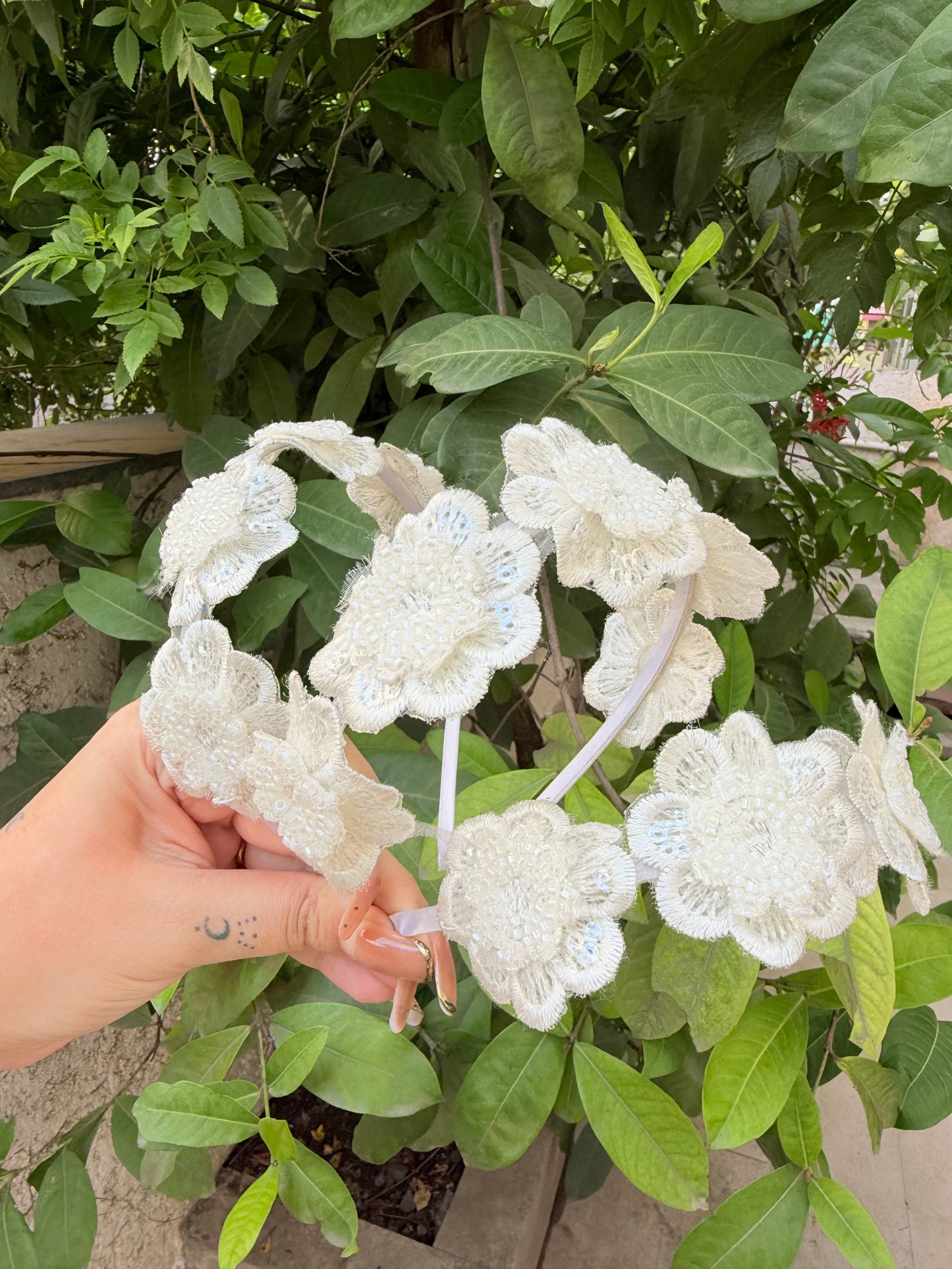 Ivory Lace Floral Headband | Handmade Baby & Girls Hair Accessories | Elegant Flower Headband for Special Occasions