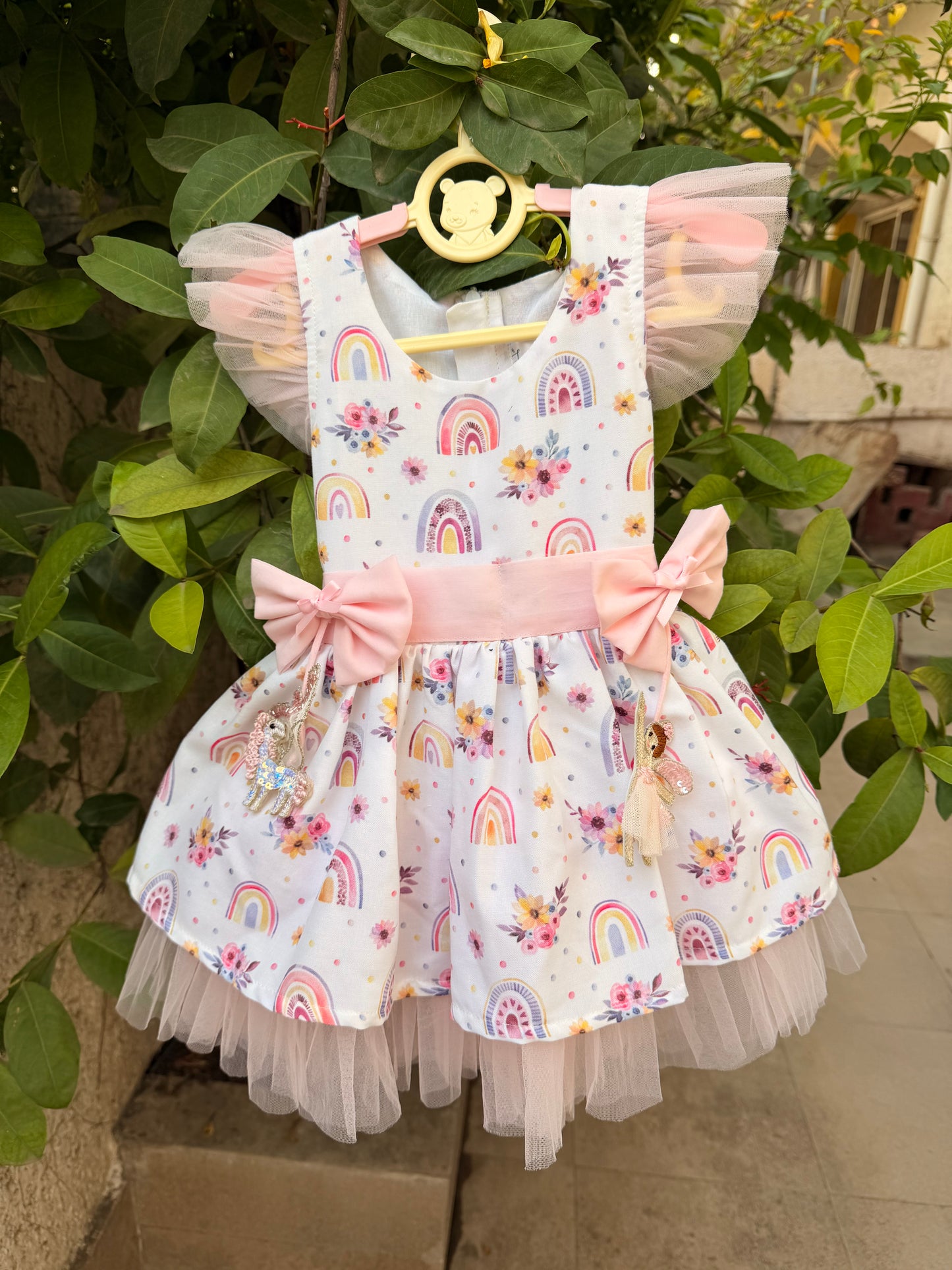 The Rainbow Blossom Fairy Dress | Handmade Cotton Birthday Dress for Girls