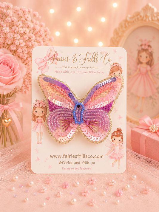 The Lavender Flutter Butterfly Hair Clip | Handmade Sequin Fairy Hair Accessory for Girls