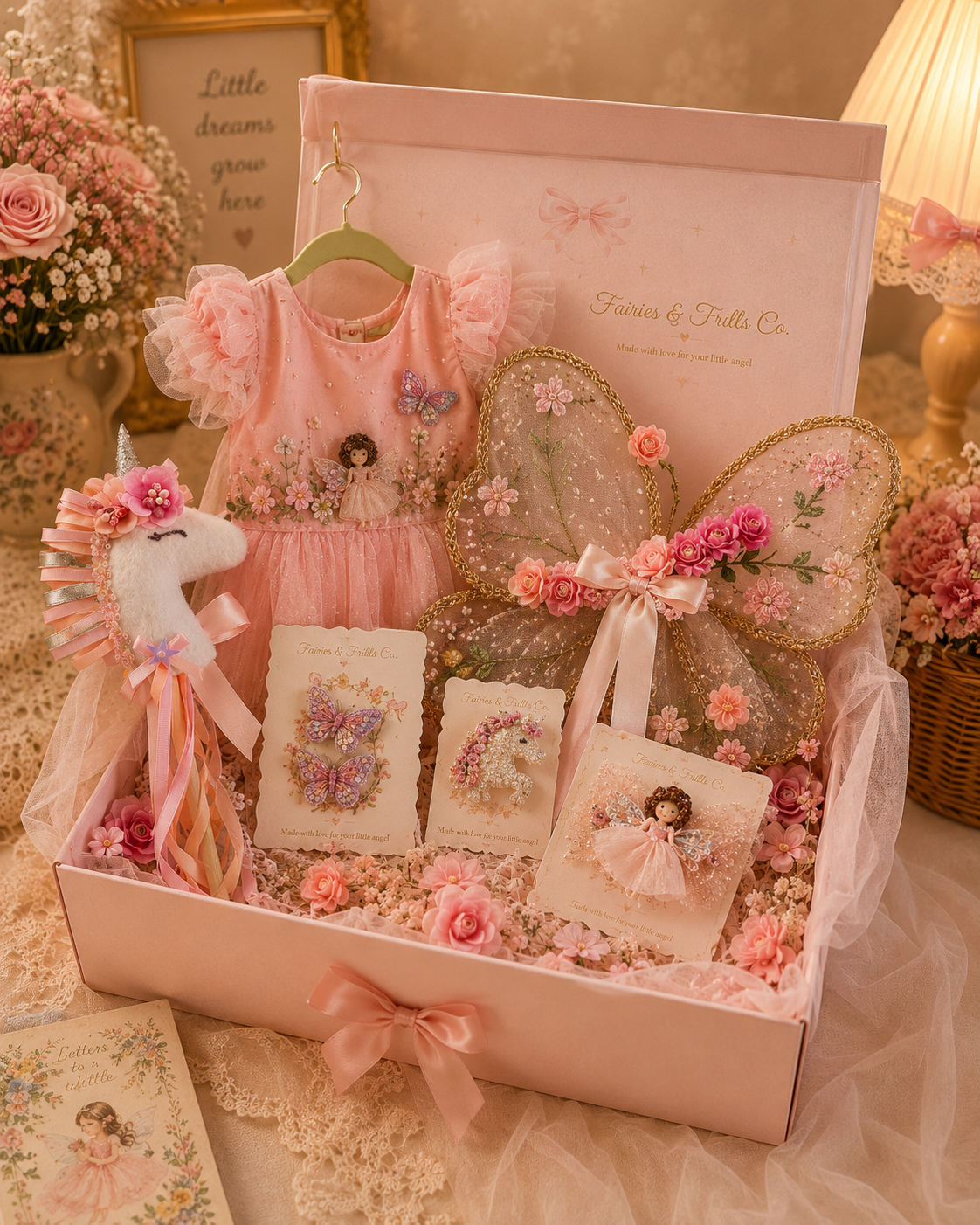 My First Birthday Ensemble Box | Luxury Handmade Fairy Birthday Outfit for Girls