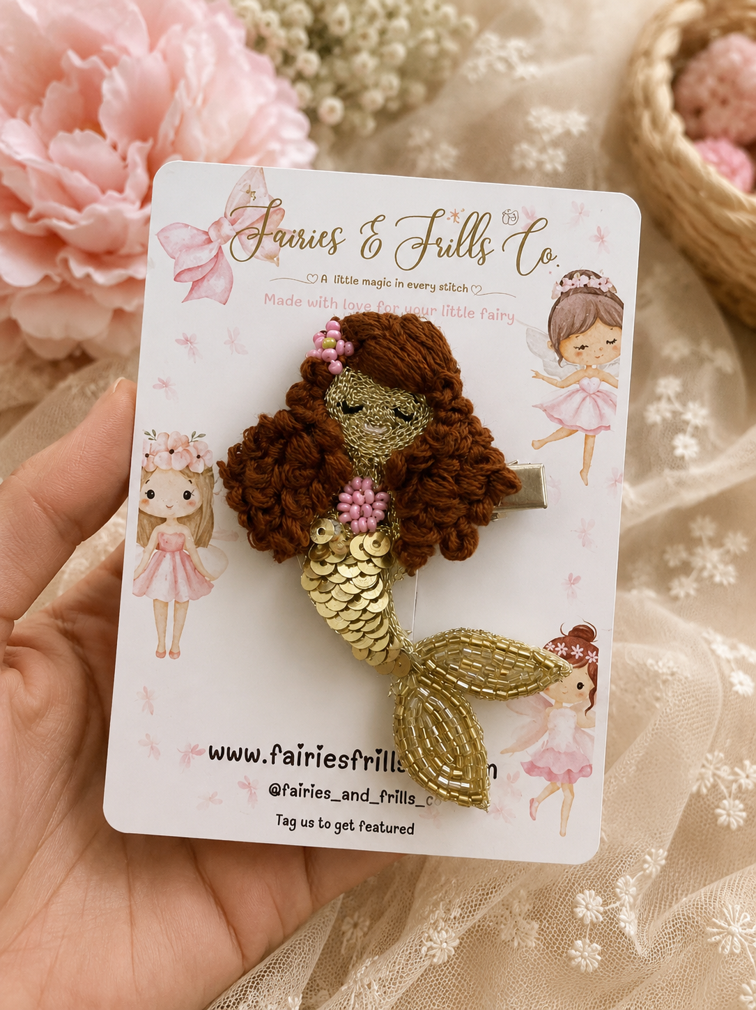 Golden Mermaid Princess Clip | Luxury Handmade Mermaid Hair Accessory for Girls