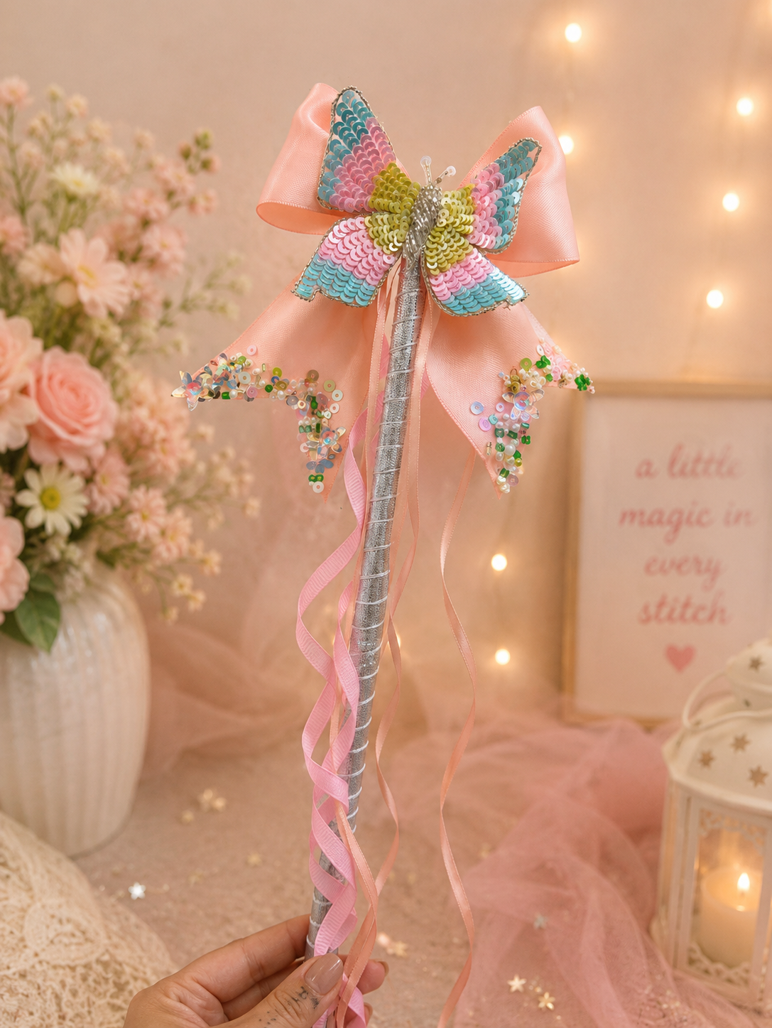 Butterfly Princess Magic Wand | Handmade Birthday Party Accessory for Girls